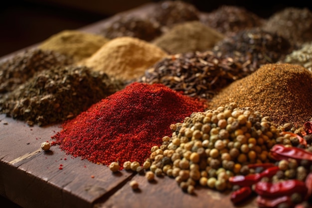 A variety of spices are on a table Generative AI