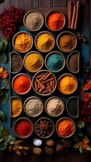 variety of spices and herbs