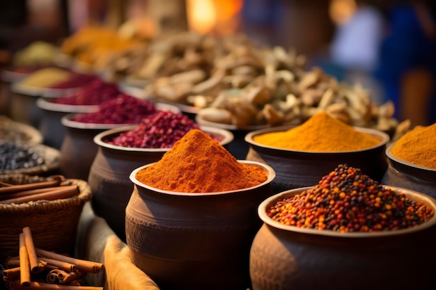 A variety of spices including one that has the name of the language.