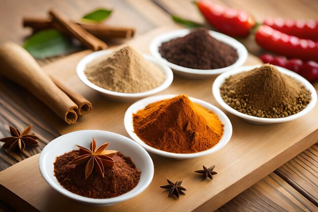 Variety of spices on kitchen table