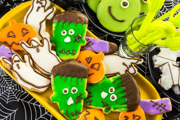 Variety of sweets prepared as Halloween treats.