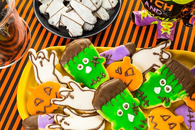 Variety of sweets prepared as Halloween treats.