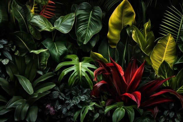 Variety of tropical and wild leaves ar 32 c 25