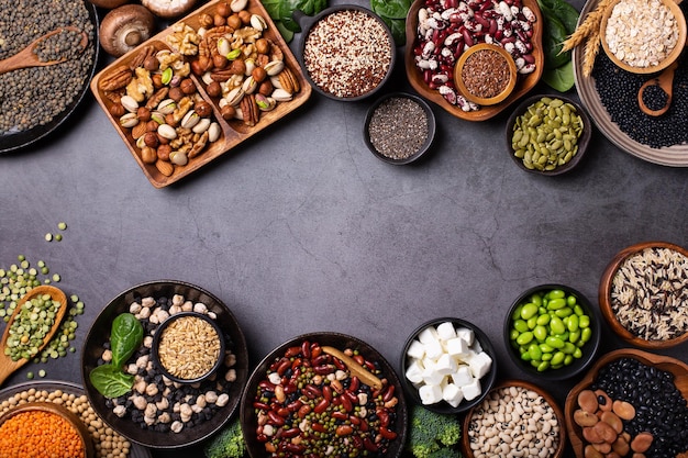 ビーガン植物ベースのタンパク質食品マメ科植物レンズ豆豆の多様性