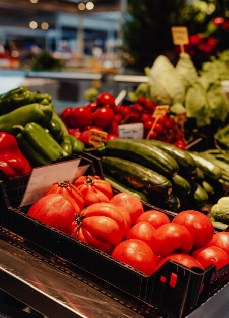 Variety of vegetables at a Christmas street market.