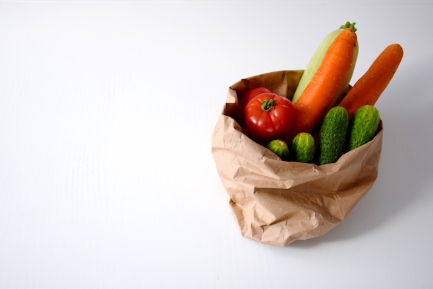 Variety of vegetables in eco friendly package