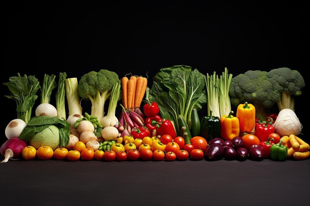 a variety of vegetables including broccoli, radishes, radishes, radishes, and tomatoes.