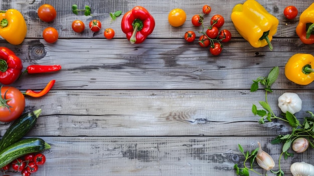 Variety of Vegetables Spread on Wooden Table