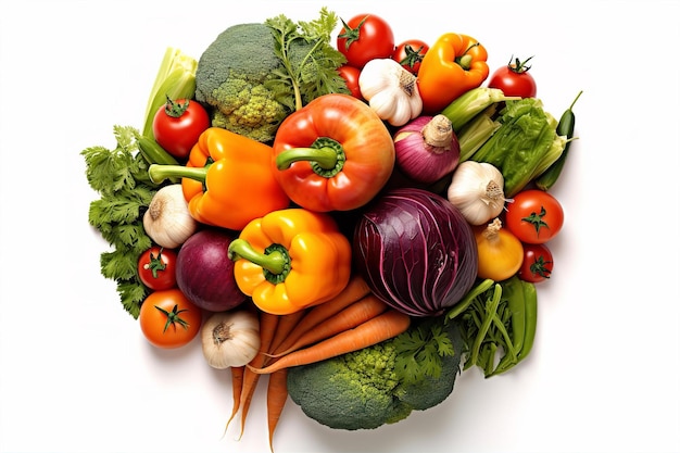 Variety of Vegetables with Isolated White Background