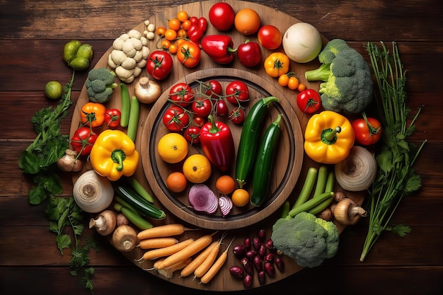 Variety of Vegetables on the Wooden Table