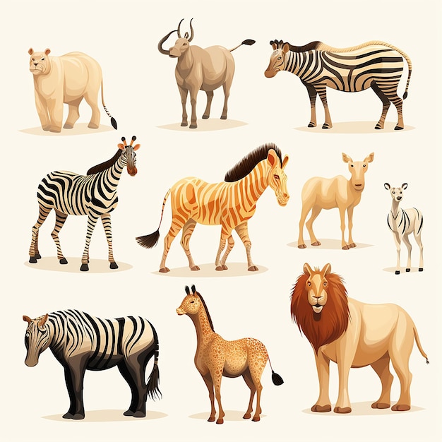 Various African Animals Set
