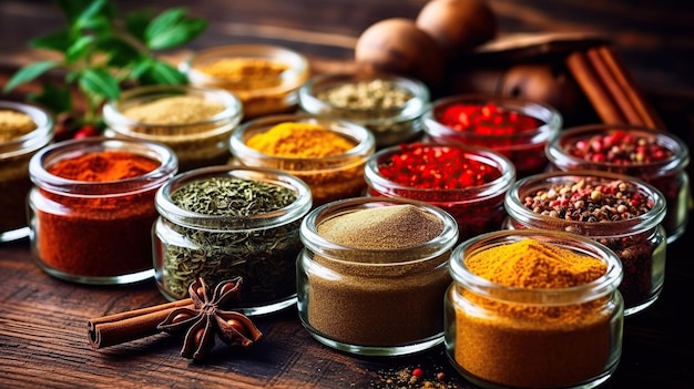 Various aromatic bright spices