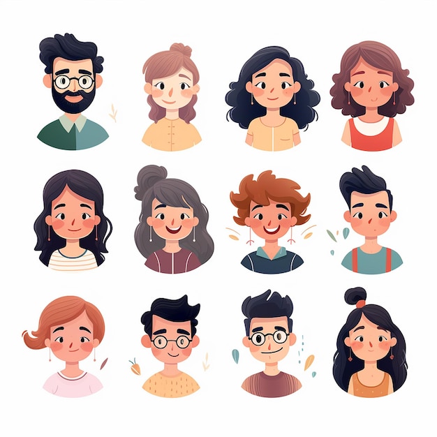 various avatars flat illustration minimalist soft color