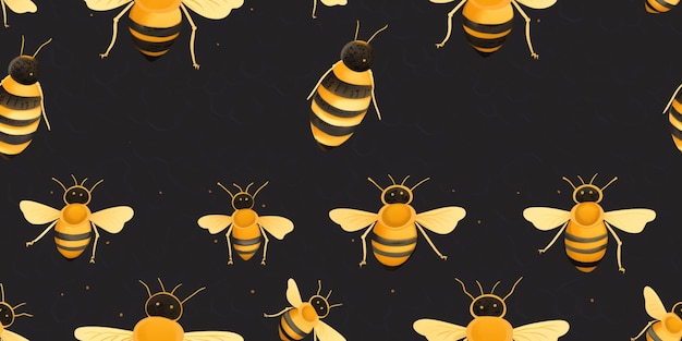 various bees at night pattern