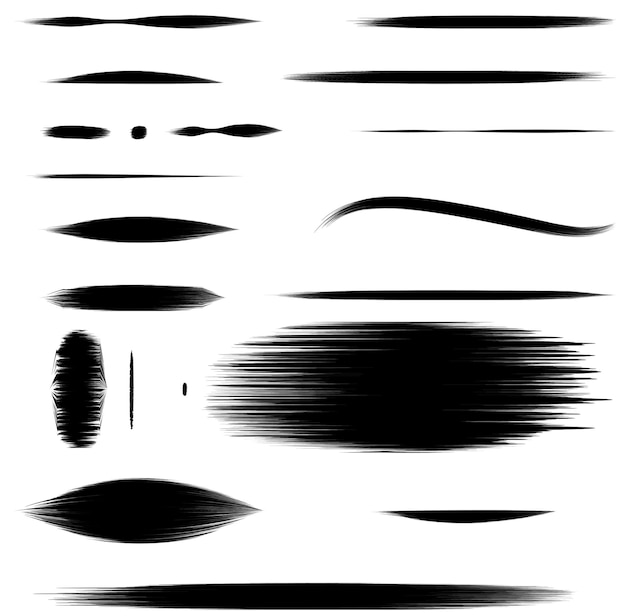 Various black shapes and lines on a white isolated background Doodles hand drawn