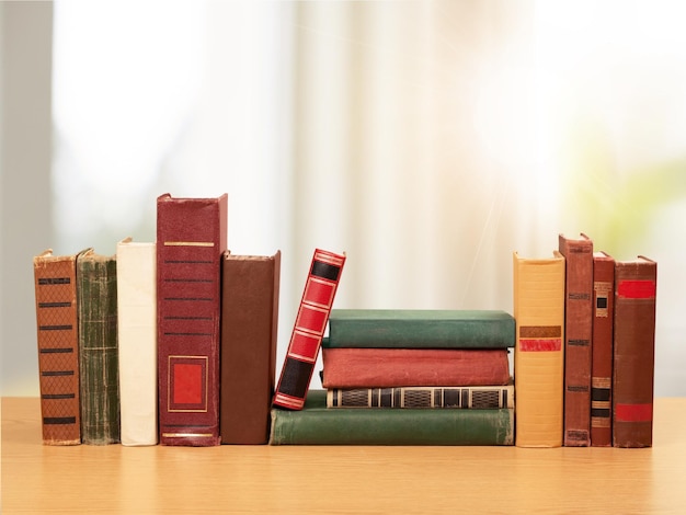 Various books in a row