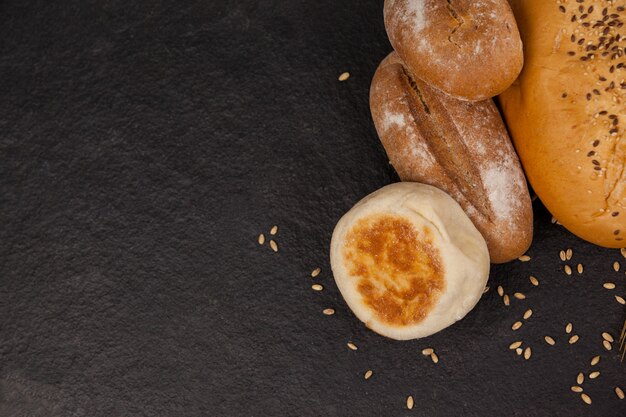 Various bread loaves with sesame