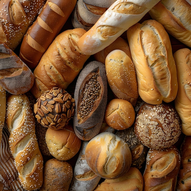 Various breads displayed on a table made from plantbased ingredients