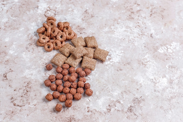 Various breakfast cereals,top view