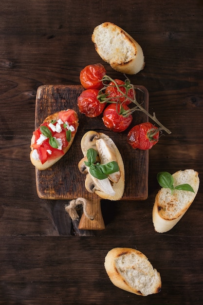 Various of bruschetta