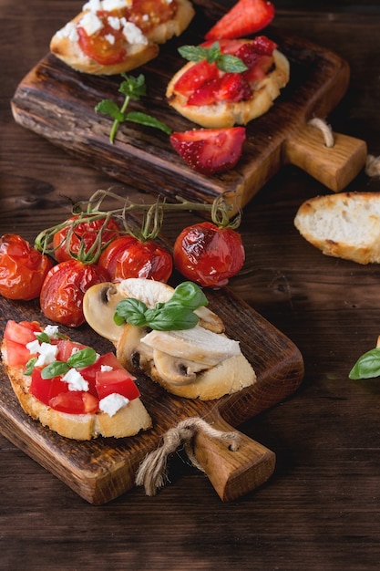 Various of bruschetta