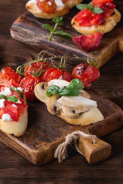 Various of bruschetta