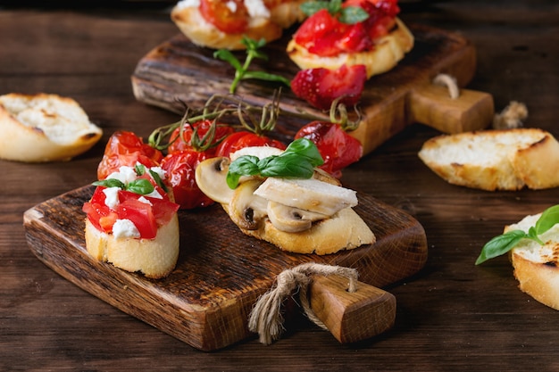 Various of bruschetta