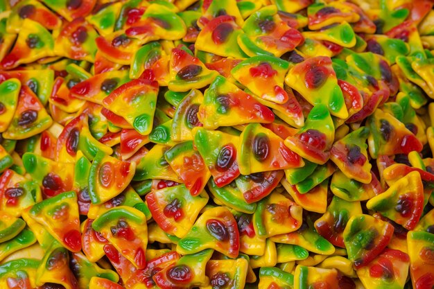 Various of candies jelly pizza