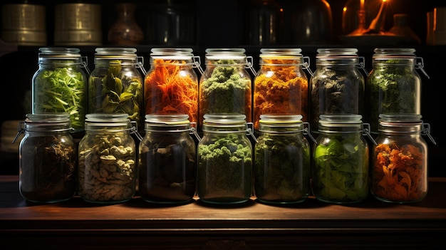 Various cannabis strains in jars