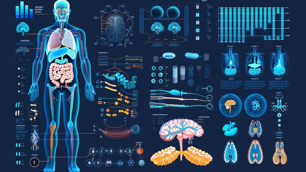 Photo various charts and elements in a medical infographic modern illustration