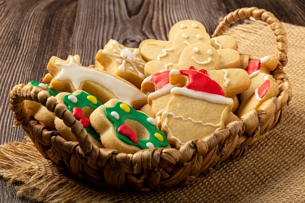 Various Christmas homemade gingerbread cookies.