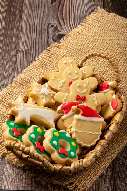 Various Christmas homemade gingerbread cookies.