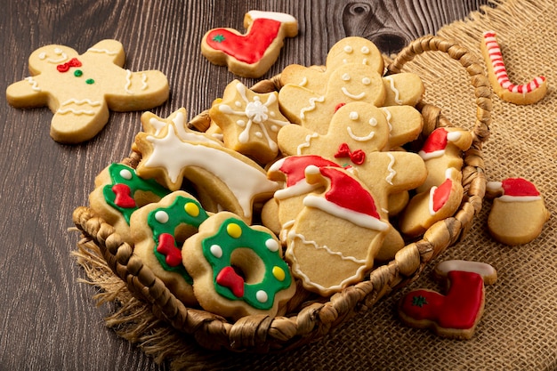 Various Christmas homemade gingerbread cookies.