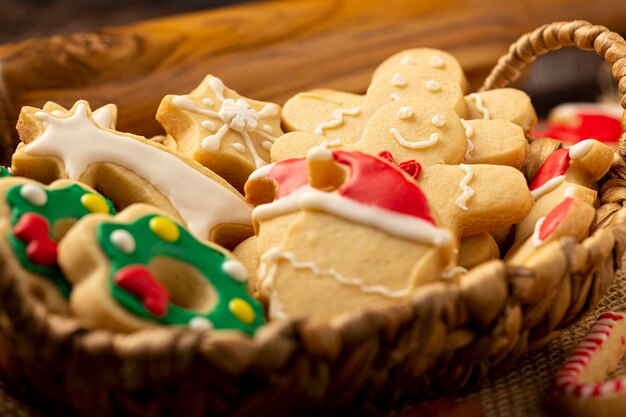 Various Christmas homemade gingerbread cookies.