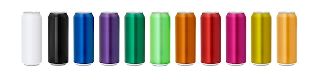 さまざまな色の飲料アルミニウム金属缶 500 ml のデザイン テンプレート