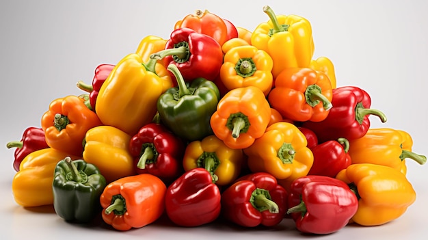 Various color capsicum on white