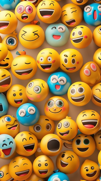 Various colored smiley faces on table