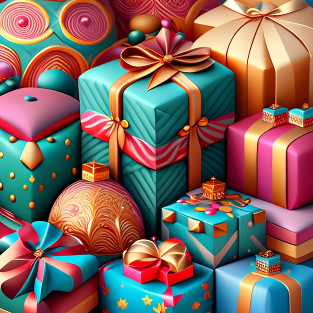 various colorful seamless pattern with new year's gifts gift box