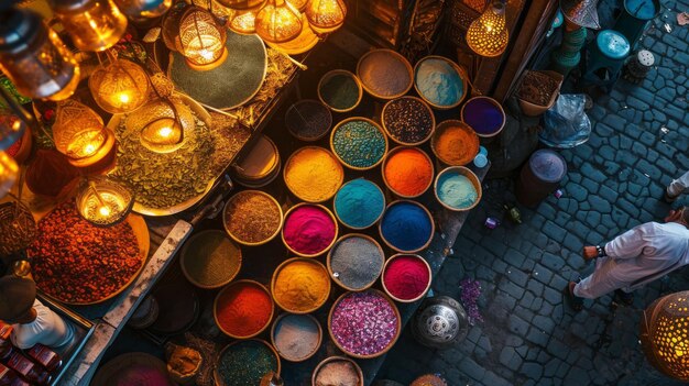 Various colorful spices at the Spice Bazaar