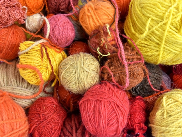 Various colors and textures of wool balls