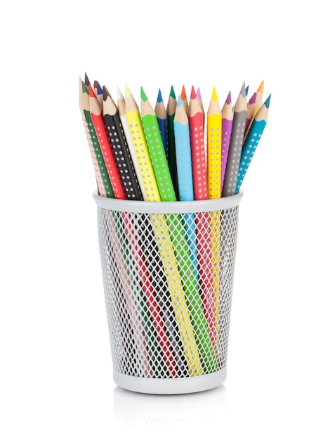 Various colour pencils in holder