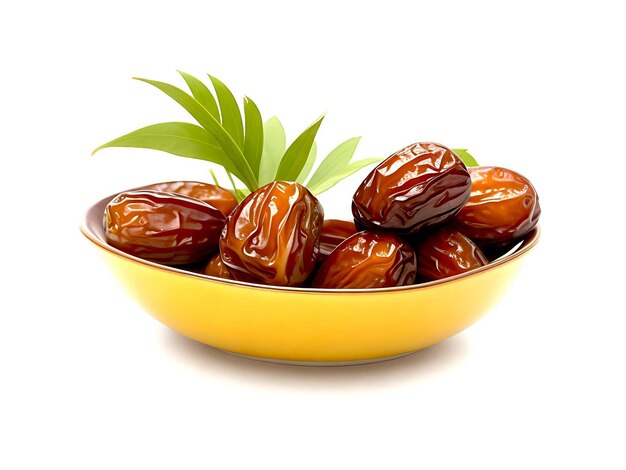 Photo various of dates in nice bowlwhite background