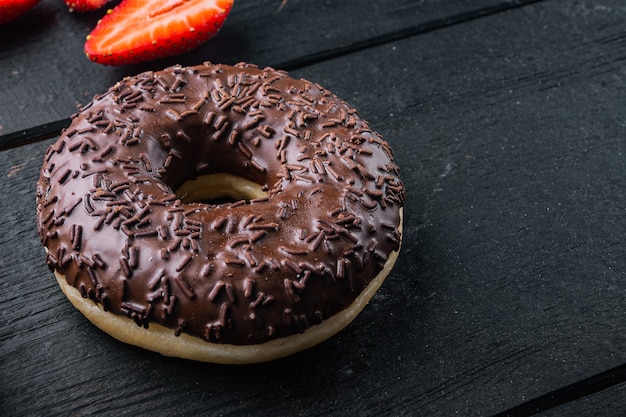 Various decorated donuts with colorful glaze