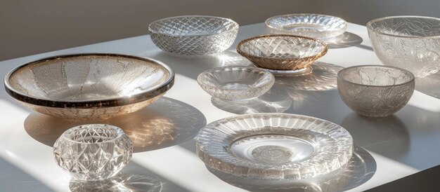 Photo various diamond disks and bowls adorn the tabletop