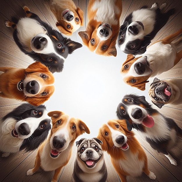 Различные собаки в кругу