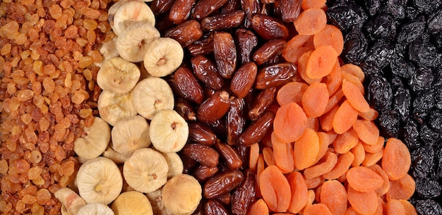 Various dried fruits as background texture