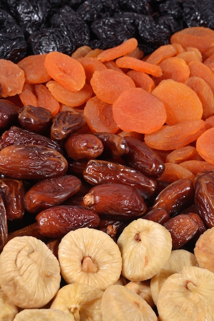 Various dried fruits background