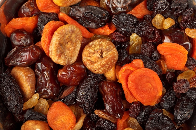 Various dried fruits closeup