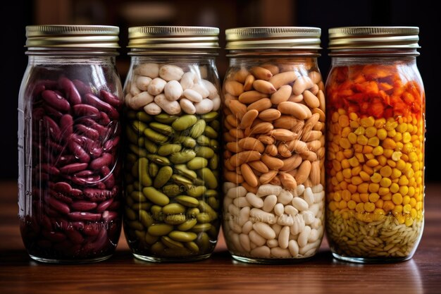 Photo various dried legumes in jars