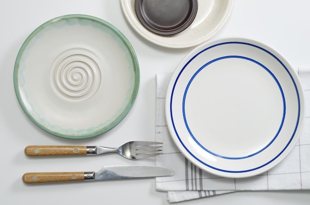 Various empty plates